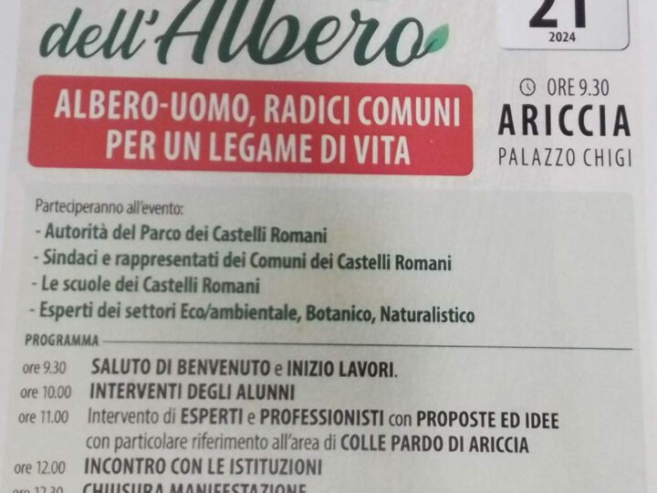 Ariccia, Giovedì mattina 21 Novembre a Palazzo Chigi la Festa dell’Albero e della tutela dell’ambiente